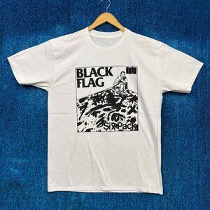 Black Flag Six Pack White Punk T-Shirt Size Large